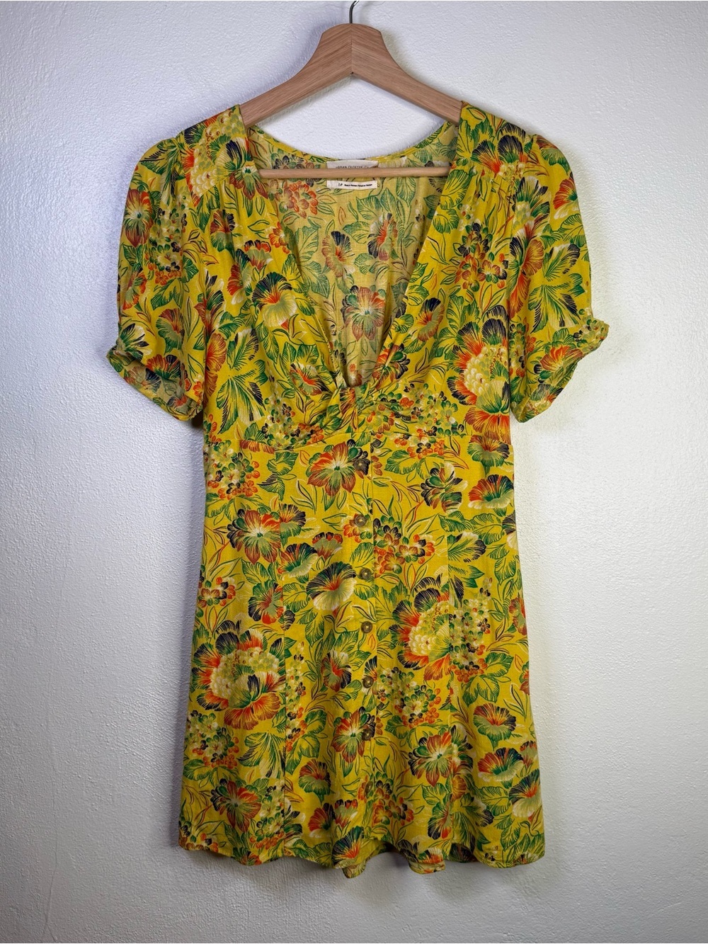 Urban Outfitters Yellow Pattern Mini Dress